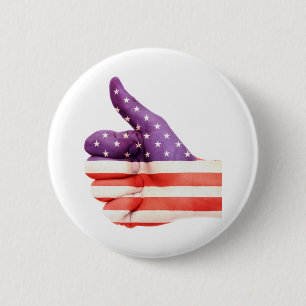 Patriotic American Flagga färgad Hand like-tecken Knapp