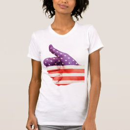Patriotic American Flagga färgad Hand like-tecken T Shirt