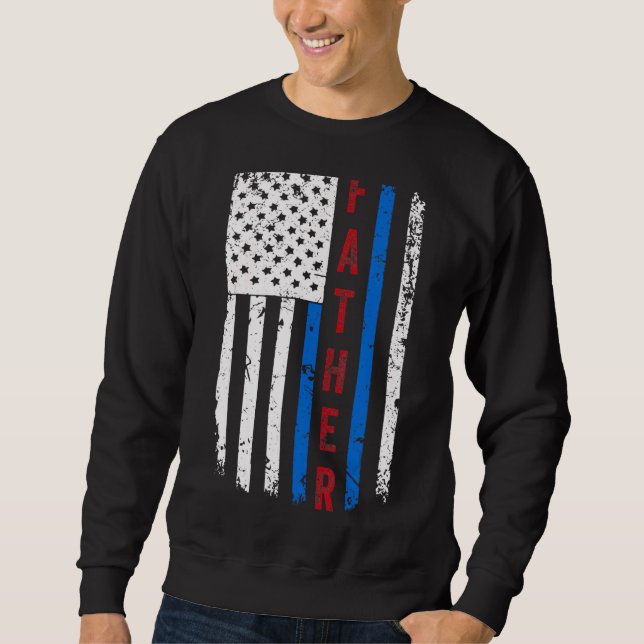 Patriotic American Flagga Fars dag 1 Lång Ärmad Tröja (Framsida)