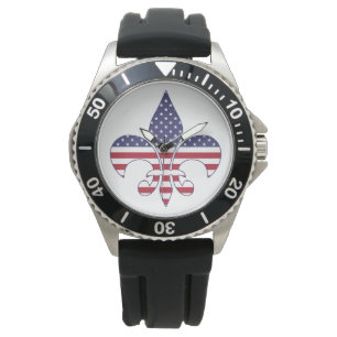 Patriotic American Flagga Fleur-de-lis Armbandsur