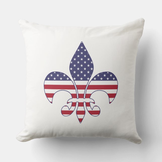 Patriotic American Flagga Fleur-de-lis Kudde (Framsida)