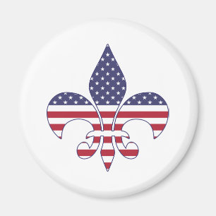 Patriotic American Flagga Fleur-de-lis Magnet