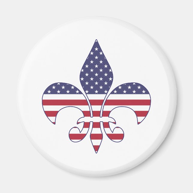Patriotic American Flagga Fleur-de-lis Magnet (Framsidan)