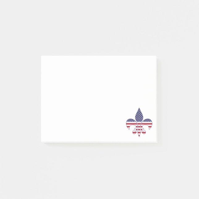 Patriotic American Flagga Fleur-de-lis Post-it Block (Framsida)