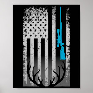 Patriotic American Flagga Funny Hjort Hunting Kärl Poster