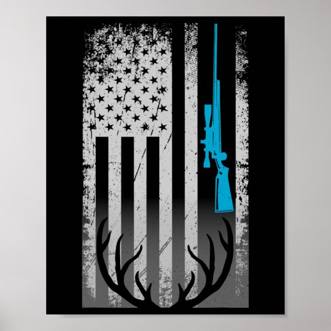 Patriotic American Flagga Funny Hjort Hunting Kärl Poster (Framsidan)