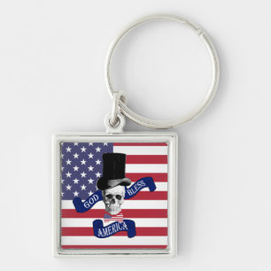 Patriotic American flagga Fyrkantig Silverfärgad Nyckelring