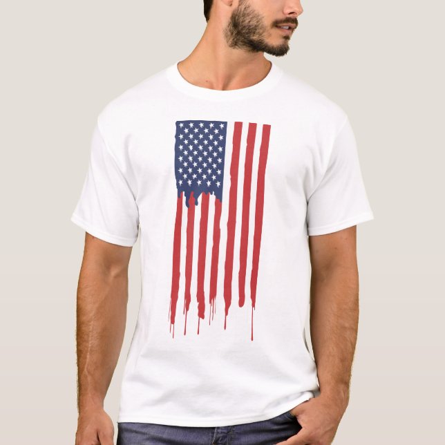 Patriotic American Flagga Graffiti T Shirt (Framsida)