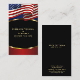 Patriotic American Flagga Guld Accents Black Visitkort