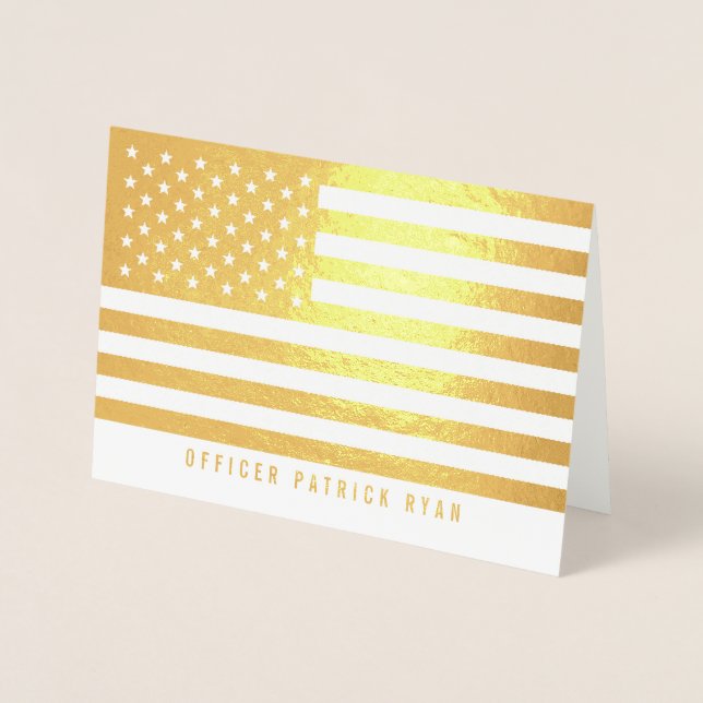 Patriotic American Flagga Guld Folierat Kort (Framsida)