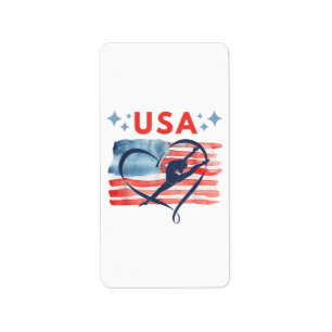 Patriotic American Flagga Gymnastics Design for US Adressetikett