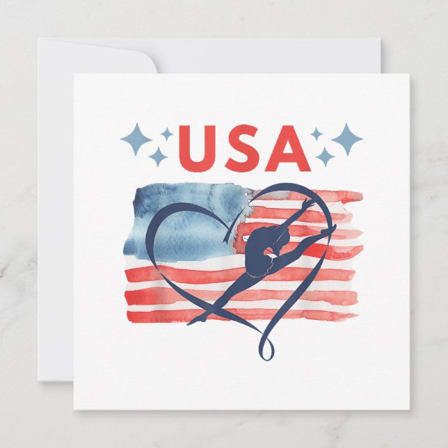 Patriotic American Flagga Gymnastics Design for US Inbjudningar (Framsida)
