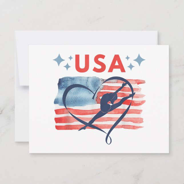 Patriotic American Flagga Gymnastics Design for US Julkort (Framsida)