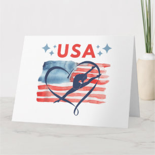 Patriotic American Flagga Gymnastics Design for US Kort