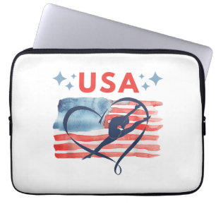 Patriotic American Flagga Gymnastics Design for US Laptop Fodral