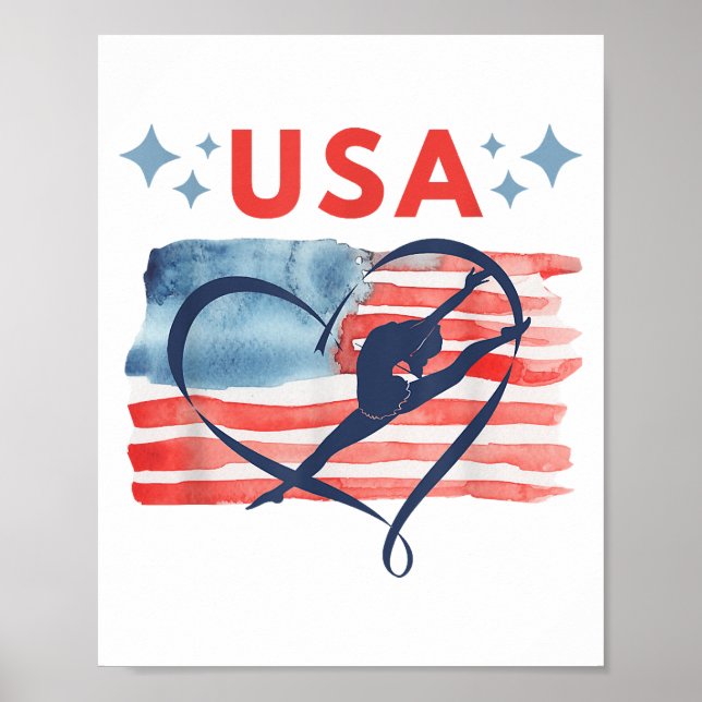 Patriotic American Flagga Gymnastics Design for US Poster (Framsidan)