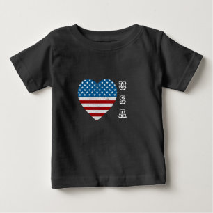 Patriotic American Flagga Heart Stars Rand USA T Shirt