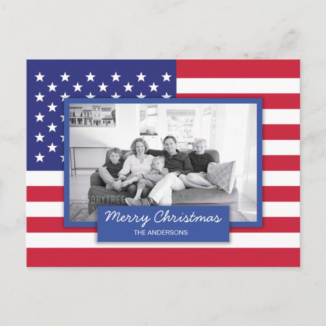 Patriotic American Flagga Helgdag Photo Postcard Helg Vykort (Framsida)