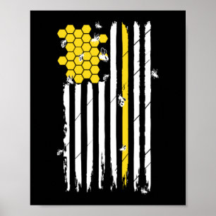 Patriotic American Flagga Honeycomb biodlingshonun Poster