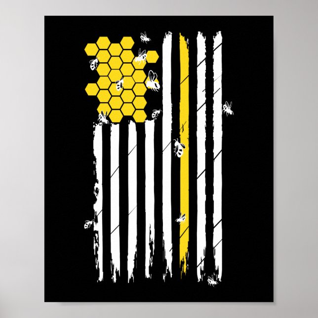 Patriotic American Flagga Honeycomb biodlingshonun Poster (Framsidan)