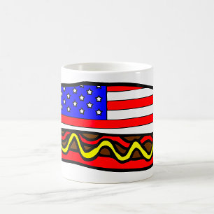 Patriotic American Flagga Hund Kaffemugg