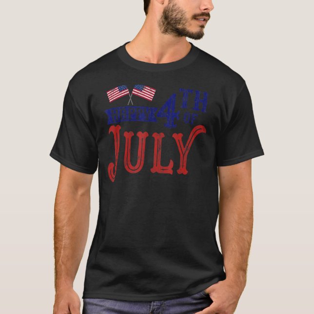 Patriotic American Flagga Independence day Lycklig T Shirt (Framsida)