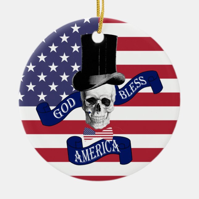 Patriotic American flagga Julgransprydnad Keramik (Framsidan)