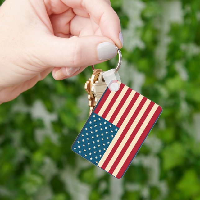 Patriotic American Flagga Keychain Nyckelring (Hand)