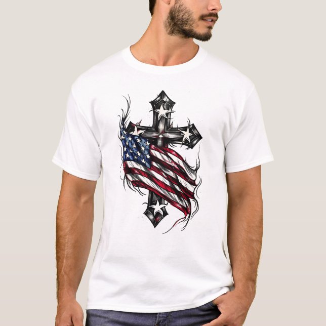 Patriotic American flagga kor T Shirt (Framsida)