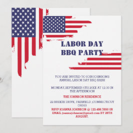 Patriotic American Flagga Labour Day BBQ Party Inbjudningar