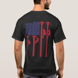 Patriotic American Flagga Lineman T Shirt