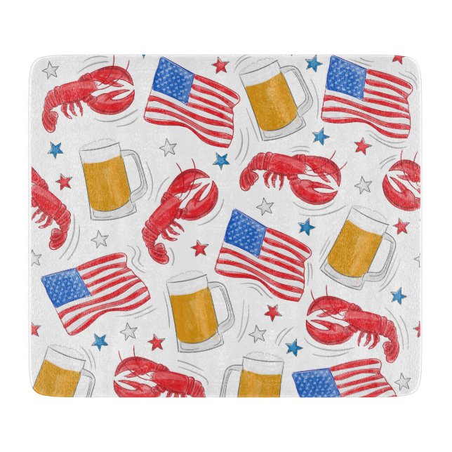 Patriotic American Flagga Lobster Beer Star (Framsidan)