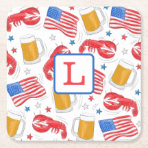 Patriotic American Flagga Lobster Beer Star Monogr