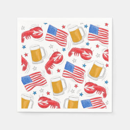 Patriotic American Flagga Lobster Beer Star Pappersservett
