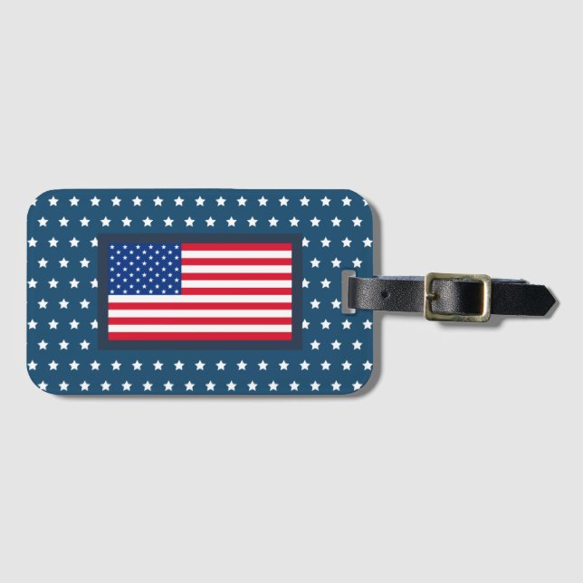 Patriotic American Flagga Luggage Tag Gift Bagagebricka (Framsida horisontal)