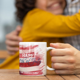 Patriotic American Flagga Lycklig 4:e juli-Anpassn Kaffemugg