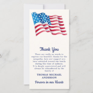 Patriotic American Flagga Military Veteran Funeral Tack Kort
