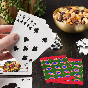 Patriotic American Flagga Mönster om Grönt Casinokort