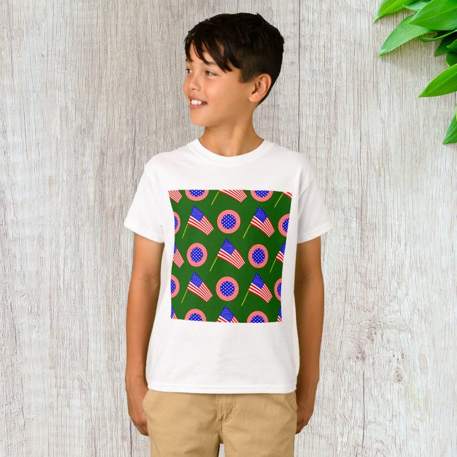 Patriotic American Flagga Mönster om Grönt T Shirt (Skapare uppladdad)