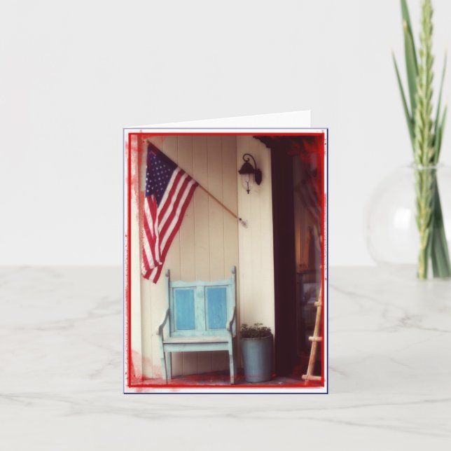 Patriotic American Flagga Note Card Tack Kort (Framsida)