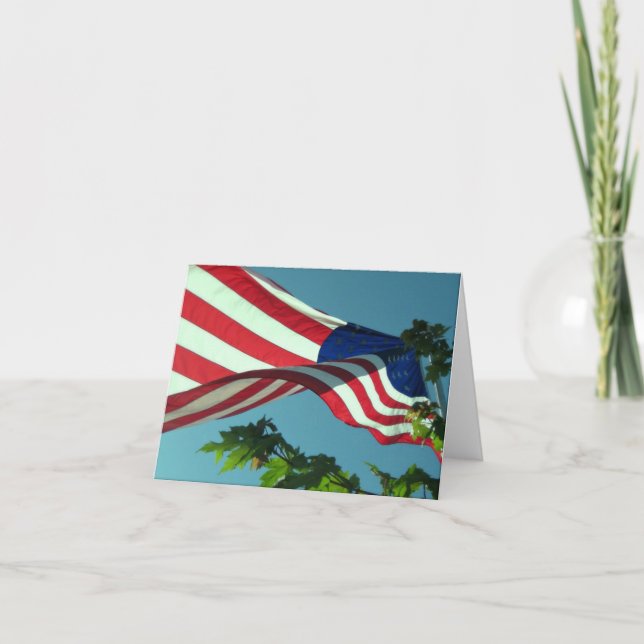 Patriotic American Flagga Note Card Tack Kort (Framsida)