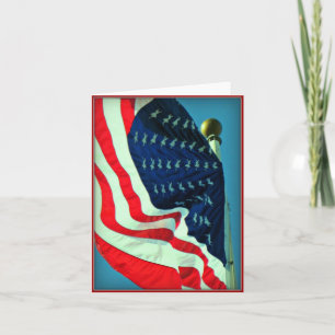 Patriotic American Flagga Note Card Tack Kort