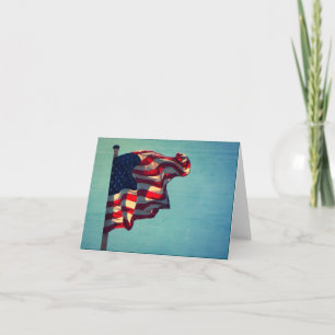 Patriotic American Flagga Note Card Tack Kort