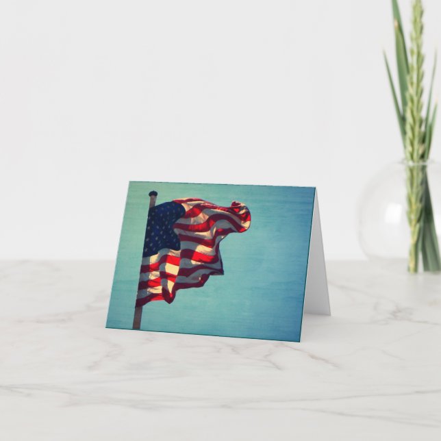 Patriotic American Flagga Note Card Tack Kort (Framsida)