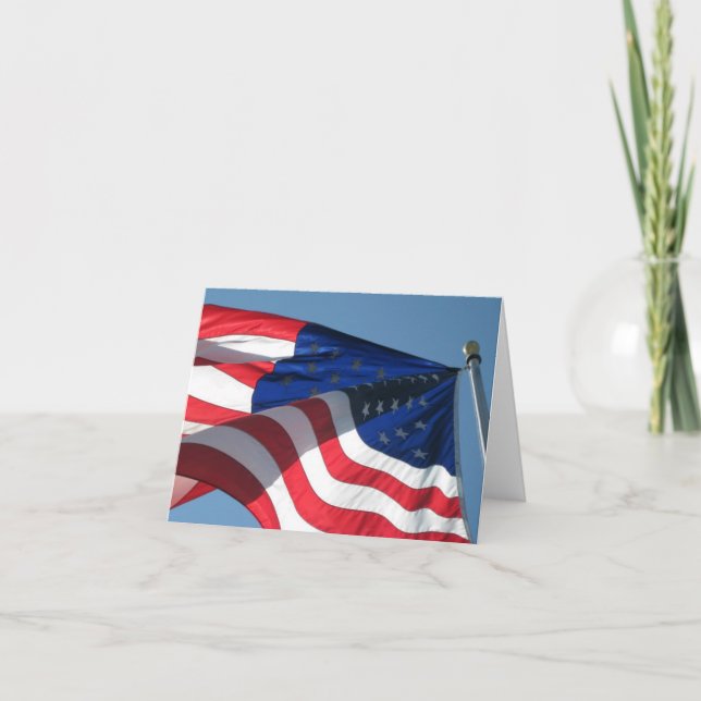 Patriotic American Flagga Note Card Tack Kort (Framsida)