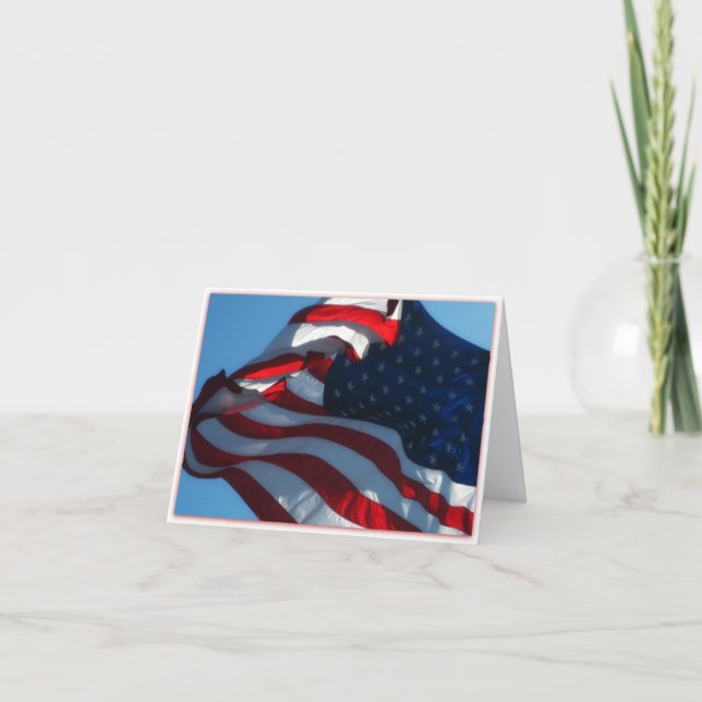 Patriotic American Flagga Note Card Tack Kort (Framsida)