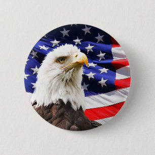 Patriotic American Flagga och American Eagle Knapp