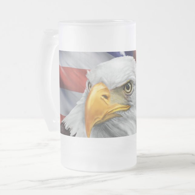 Patriotic American Flagga Örn Glass Mugg (Framsida vänster)