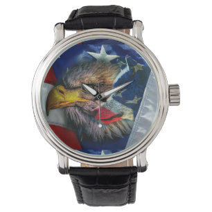 Patriotic American Flagga Örn Varg Armbandsur