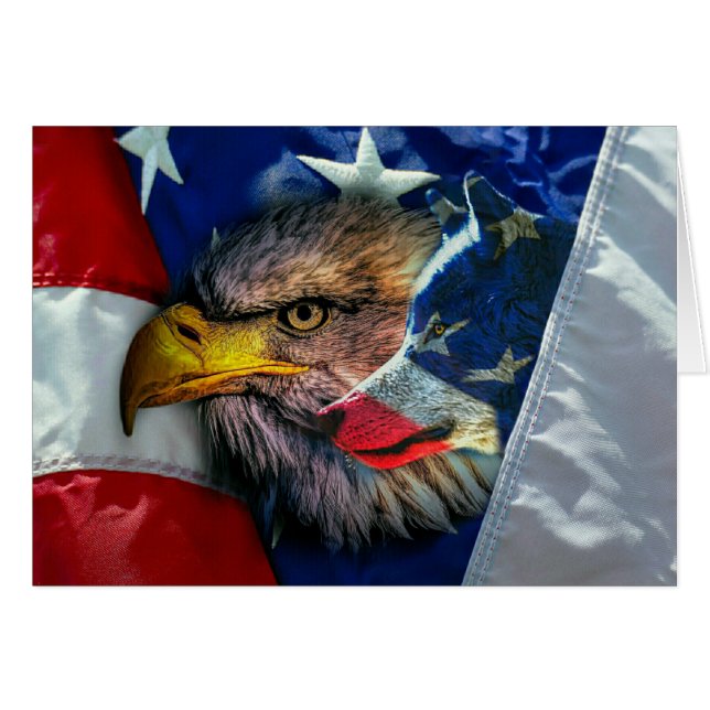 Patriotic American Flagga Örn Varg Hälsningskort (Framsidan Horizontal)